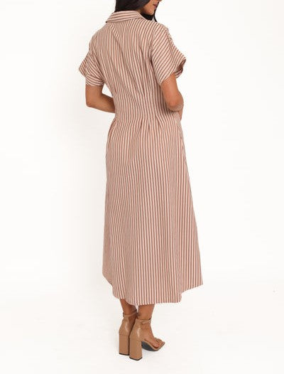 Short Sleeve Button Down Maxi Dress