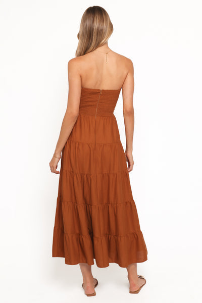 Strapless Midi Dress in brown