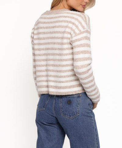 The Striped Cardigan in White