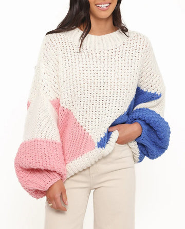 Koda Pattern Knit Sweater in White Multi