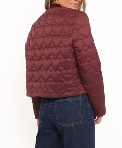 Quilted Bomber in Cherry