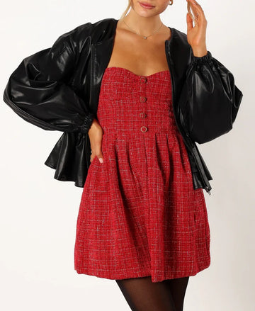 Faux Leather Puff Sleeve Jacket in Black