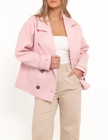 Cropped Coat in Baby Pink
